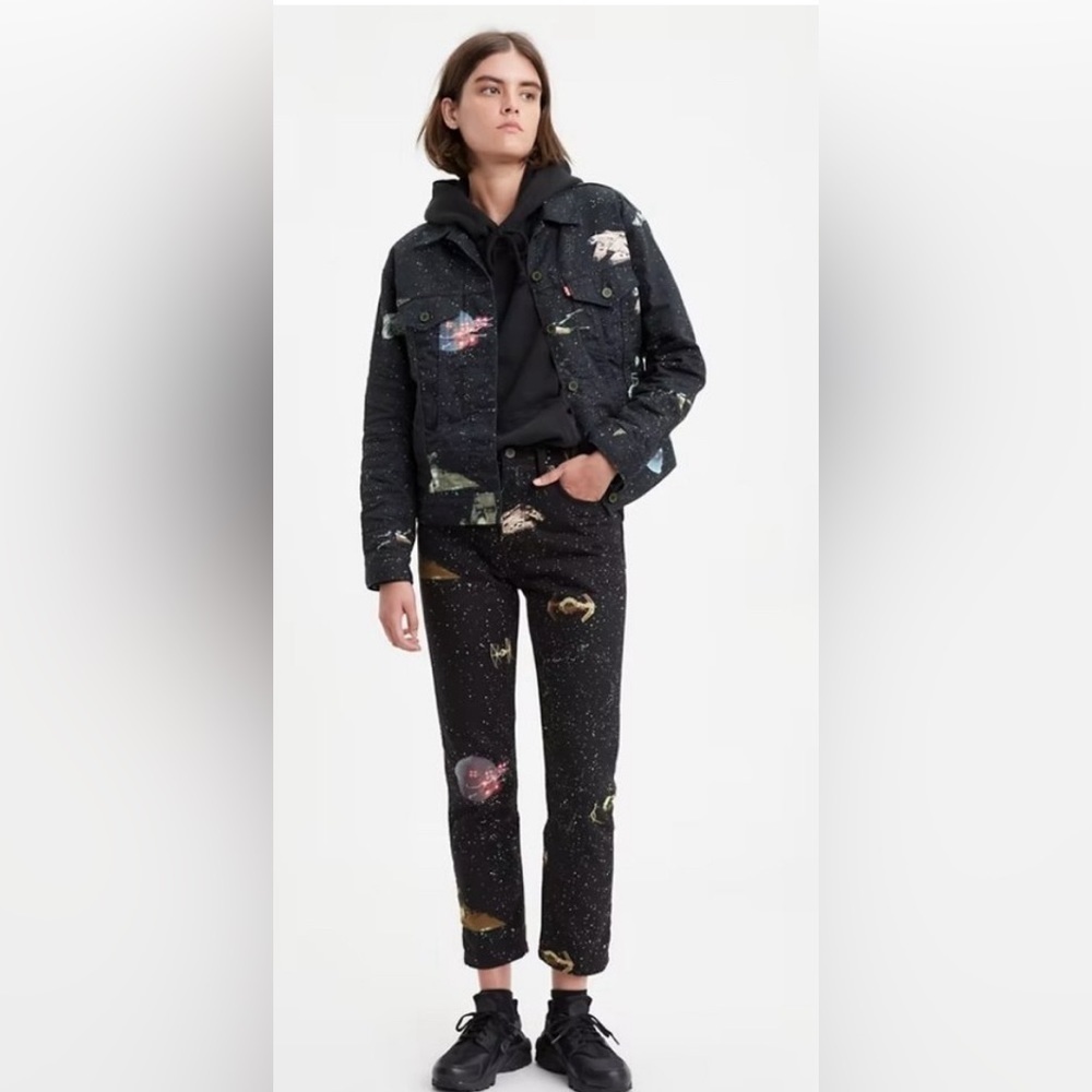 NWT Levi's X Star Wars | 501 Original Cropped Jeans‎ Galaxy All Over 25X26/Sz 2